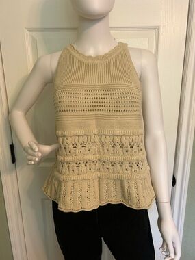 LOFT Cream Crochet Halter Tank Top
